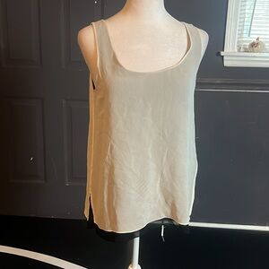Vince. 100% Silk Double Layer Tank Top Black & Cream Scoop Neck Women's Medium